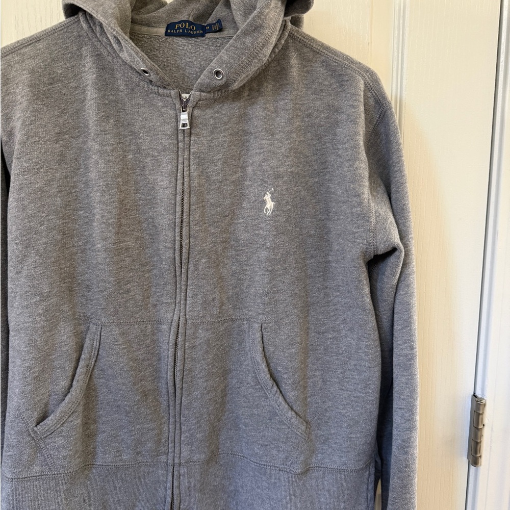 Ralph Lauren Gray Full-Zip Hooded Sweater - Picture 4 of 5